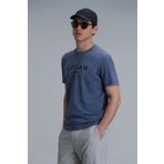 Lufian Erkek Gold Modern Grafik T-Shirt 111020191 Koyu Mavi M
