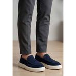 Lufian Erkek Haki Yeşil/Lacivert Süet Slip-On Ayakkabı - Günlük Casual Rahat Taban Makosen