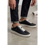 Lufian Erkek Siyah Deri Sneaker - Beyaz Tabanlı, Casual Günlük Ayakkabı RS-700