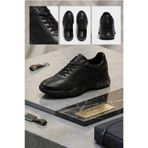 Lufian Erkek Siyah Deri Spor Ayakkabı - Comfort Taban Günlük Erkek Sneaker