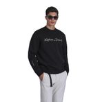 LUFİAN Erkek Slim Fit Sweatshirt, Bisiklet Yaka, Siyah, M Beden