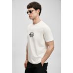 Lufian Erkek Thınk Modern Grafik T-Shirt 111020310 Kırık Beyaz - XL