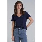Lufian Florans Kadın %100 Pamuk T-Shirt Lacivert