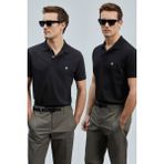 Lufian Logolu Pamuklu Comfort Fit Düğmeli Polo Yaka 2'li T Shirt Erkek T Shirt 111040206S2 - Siyah - Siyah - XS