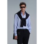 Lufian London Erkek Keten Gömlek Regular Fit Mavi - S