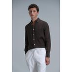 Lufian Pitaya Erkek Keten Gömlek Comfort Fit - XS - Kahverengi