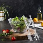 Lufy Boncuklu Salata Kasesi, 2 Adet Servis Kaşığı Yanında Kristal(mika) Derin Salata Kasesi - 1 Adet