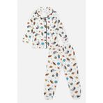Luggi Baby 2 - 8 Yaş Astronot Desenli Önden Düğmeli Erkek Çocuk Pijama Takımı LG-8181 - Ekru - 6 - 7 Yaş