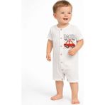 Luggi Baby Bisiklet Yaka Baskılı Erkek Bebek Jakarlı Kısa Tulum - Ekru - 2 - 3 Yaş