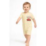 Luggi Baby Bisiklet Yaka Baskılı Erkek Bebek Jakarlı Kısa Tulum - Sarı - 2 - 3 Yaş