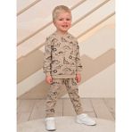 Luggi Baby Bisiklet Yaka Baskılı Erkek Çocuk Sweatshirt ve Eşofman Alt 2'li - 5 - 6 Yaş - Kahverengi