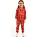 Luggi Baby Bisiklet Yaka Baskılı Kız Bebek Sweatshirt ve Eşofman Alt 2'li - 2 - 3 Yaş - Kırmızı