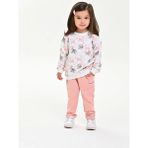 Luggi Baby Bisiklet Yaka Baskılı Kız Bebek Sweatshirt ve Eşofman Alt 2'li Takım - 9 - 12 Ay - Pembe