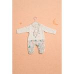 Luggi Baby Kız Bebek Pamuklu Kedi Desenli Tulum - Ekru - 3-6 M
