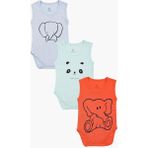 Luggi Baby Yenidoğan - 3 Yaş Bisiklet Yaka Pamuklu Erkek Bebek Çıtçıtlı Atlet Body 3'lü LG-8140-1 - Mavi - 12 - 18 Ay