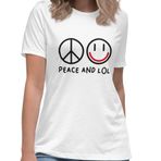 Luigi Collection Peace and Lol Eğlenceli Tişört Erkek Kadın Üniseks Komik Mesaj Orijinal Hediye Fikri Arkadaşlar, Meslektaşlarım, Kardeşler, Aşıklar, Doğum Günü, Noel, Sevgililer Günü, Beyaz, XXL