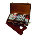LUKAS Studo Oil yağlı boya, birinci sınıf kalite, ahşap kutuda set, 10 x 37 ml boya tüpü, fırça temizleyici, palet ve fırça