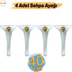 Lukens 4 Adet Beyaz Gold Sehpa Masa Ayakları 40 Cm Plastik Ayak Mobilya Zigon Orta Sehpası Ayağı