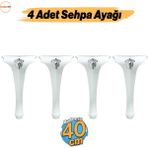 Lukens 4 Adet Beyaz Gümüş Sehpa Masa Ayakları 40 Cm Plastik Ayak Mobilya Zigon Orta Sehpası Ayağı