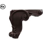 Lükens Oymalı Lükens Mobilya Ayağı Kahve Rengi 12 cm x 4 Adet