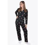 Lukitus Büyük Beden Battal Ayıcık Desen Süet Kadın Pijama Takımı