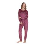 Lukitus Kadife Kadın Pijama Takımı (Pembe, S-M)