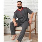 Lukitus Kısa Kol Pamuk Süprem Erkek Büyük Beden Pijama Takımı Füme