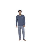 Lukitus Uzun Kol Düğmeli Pamuklu Erkek Pijama Takımı (Gri, 2XL)