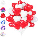 LUKIUP 50 adet birinci sınıf kalp balon, kırmızı ve beyaz, 50 x 30 cm lateks kalp balon, kalp şeklinde helyum kalp balon, düğün dekorasyonu, gelin duşu, sevgililer günü, doğum günü, nişan için • %100