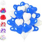 LUKIUP 50 adet birinci sınıf kalp balon, mavi ve beyaz, 50 x 30 cm lateks kalp balon, kalp şeklinde helyum kalp balon, düğün dekorasyonu, gelin duşu, sevgililer günü, doğum günü, nişan için • %100 doğal