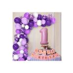 LÜKS 1 YAŞ DOĞUM GÜNÜ MOR-LİLA BALON ZİNCİR SET
