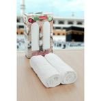 Lüks %100 Pamuk Erkek Ihram - Hac Umre Için Terletmez Dikişsiz 2 Parça Set - 110X220 cm - Beyaz - Standart