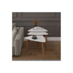 Lüks 3'Lü Ahşap Ayaklı Zigon Sehpa %100 Mdf Orta Sehpa Masa Sehpa02 Retro Taş