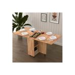 Lüks Ahşap Masif Katlanır Mutfak Yemek Masası %100 Mdf Pratik Raflı Çalışma Masası Masif01 Kayın