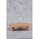 Lüks Ahşap Sunumluk - Top Ayaklı Yuvarlak Sunum Tabağı - Kahve, Peynir, Pasta Sunum Standı - 25 Cm