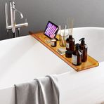 Lüks Akrilik Küvet Tepsi Caddy Modern Banyo Aksesuarları 39 "Küvet Masa Organizatör Raf Turuncu Renk 100 cm Uzunluk