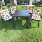 LÜKS ARKALIKLI SANDALYE MİNDERİ 4LÜ 4CM SÜNGERLİ İNGİLİZ GÜLÜ 42x42