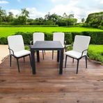 Lüks Arkalıklı Sandalye Minderi 4lü 4cm Süngerli Krem