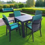 Lüks Arkalıklı Sandalye Minderi 4Lü 4Cm Süngerli Yeşil 42X42