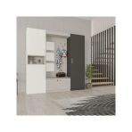Lüks Aynalı Portmanto Askılı Vestiyer%100 MDF Çok Raflı Ayakkabılık V05 BEYAZ - ANTRASİT