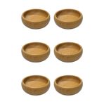 Lüks Bambu Çerez Seti – 6'lı Şık Yuvarlak Çerezlik Kase – 8 cm