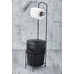 Lüks Banyo Mutfak Çöp Kovası Metal Standlı Tuvalet Wc Kağıtlık Seti - Siyah