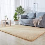 Lüks Bej Koyun Derisi Halı 170x240 cm Yumuşak İpeksi Kabarık Halı Yatak Odası ve Çocuk Odası için Kaymaz ve Makinede Yıkanabilir