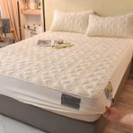 Lüks Beyaz King Size Ekstra Derin Gömme Çarşaf Seti Kalın Mercan Polar Kapitone Levha Yumuşak Sıcak Kadife Yatak Örtüsü Yastık Kılıfı Düz Renk 180x200cm 3 ADET