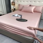 Lüks Buz İpek Nevresim Takımı Saten Yastık Kılıfı ve Yatak Örtüsü Aşınmaya Dayanıklı Yumuşak ve Nefes Alabilir 120x200 cm + 30 cm Konfor ve Stil için Saf Renk Yatak Örtüsü
