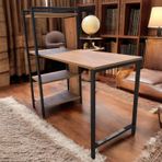 LÜKS ÇALIŞMA OFİS BİLGİSAYAR MASASI KİTAPLIKLI 3 RAFLI CEVİZ 120 CM * 52 CM * 119 CM