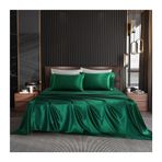 Lüks Çift Kişilik Nevresim Takımı, İpek Benzeri Saten, Yeşil, 250x250cm + 2 Yastık Kılıfı 48x74cm, Yumuşak ve Pürüzsüz, Tek Kişilik ve Çift Kişilik Yataklar için Mükemmel, Zarif Ev Dekoru.