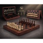 Lüks Doğal Ahşap Manyetik Satranç Takımı 30x30 cm Katlanabilir Özel Yuvalı Premium Satranç Seti