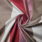Lüks Döşemelik Kumaş - Şönil Kadife, İpek Efektli, Goblen Dokuma | 58" (150 cm) Genişlik | Perdeler, Minderler, Kanepeler | Metre Başına Satılır (Kahverengi Gümüş Kırmızı Şerit)