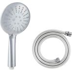 Lüks Duş Seti - 5 Farklı Püskürtmeli Full Krom Kaplama El Duşu + 150 cm Gümüş Pvc Duş Spirali - Paslanmaz, Kopmaz, Kırılmaz Çelik Bağlantılı Pvc Duş Hortumu/nerolıa